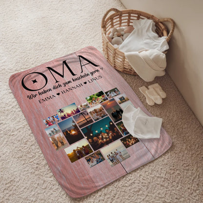 Personalisierte Decke Oma Fotocollage Herzfoto Oma