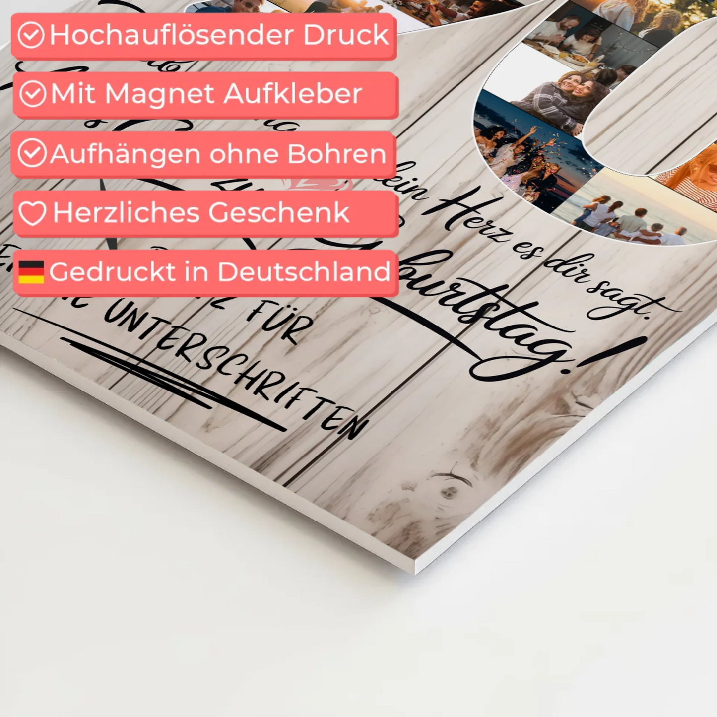 Magnet Poster mit Wunschtext Opa 90 Geburtstag Fotos