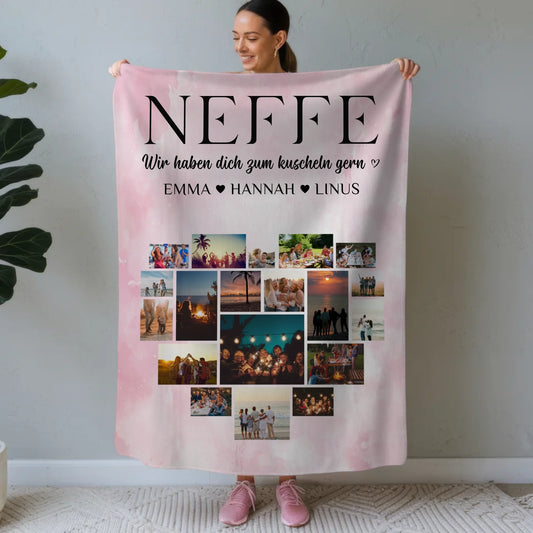 Foto Auf Decke Personalisiert Neffe Fotocollage Herzfoto