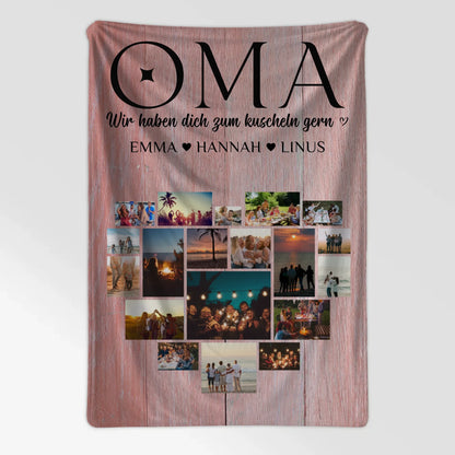 Personalisierte Decke Oma Fotocollage Herzfoto Oma