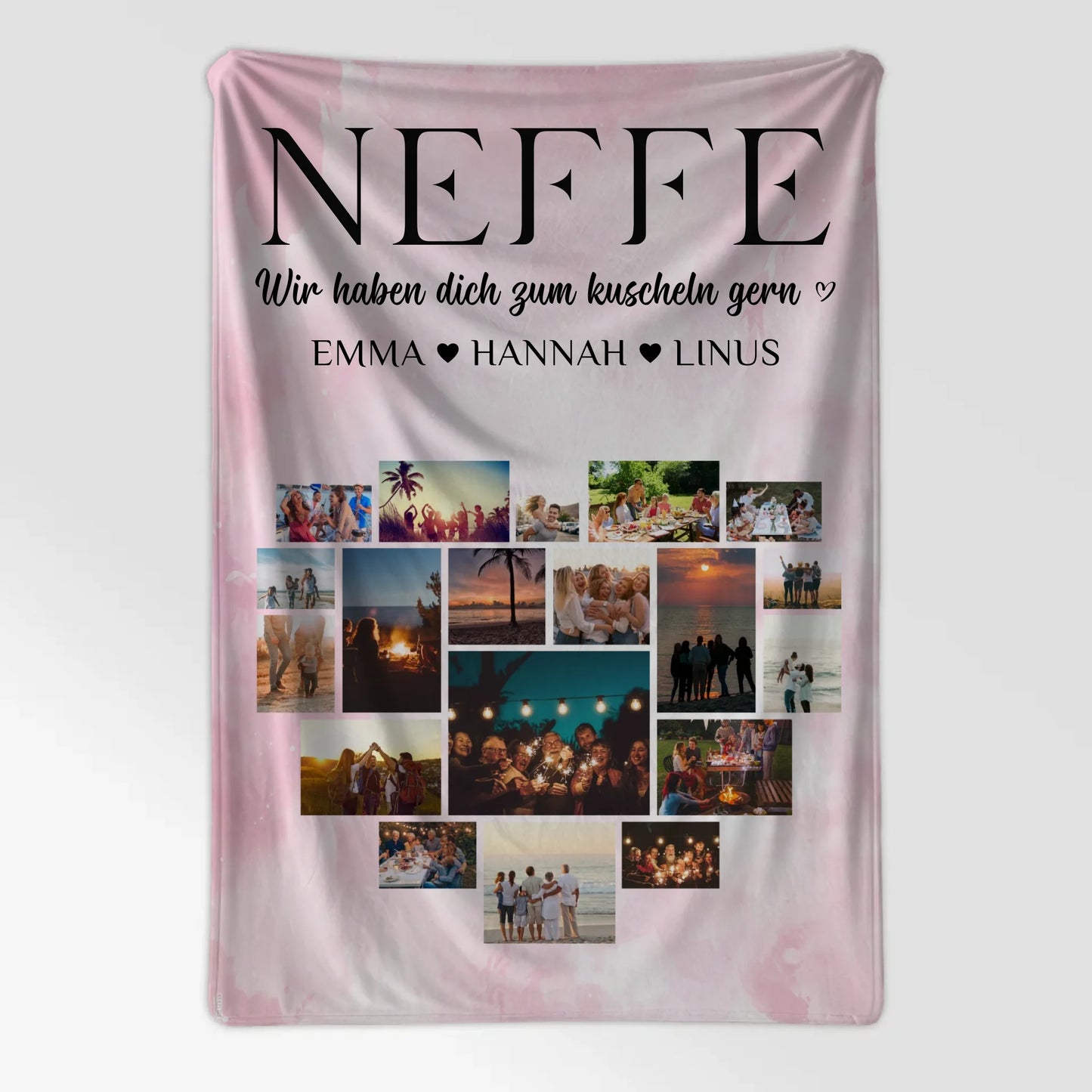 Foto Auf Decke Personalisiert Neffe Fotocollage Herzfoto