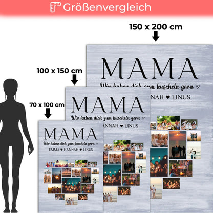 Personalisierte Kuscheldecke Mama Fotocollage Herzfoto