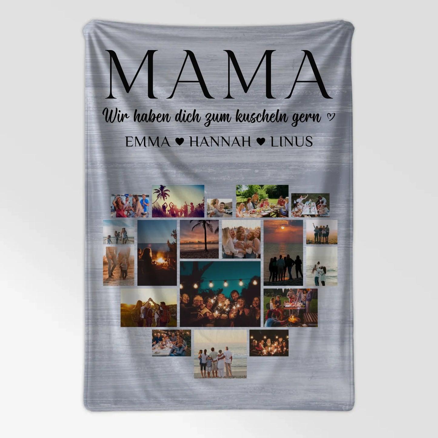 Personalisierte Kuscheldecke Mama Fotocollage Herzfoto