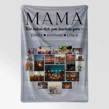 Personalisierte Kuscheldecke Mama Fotocollage Herzfoto