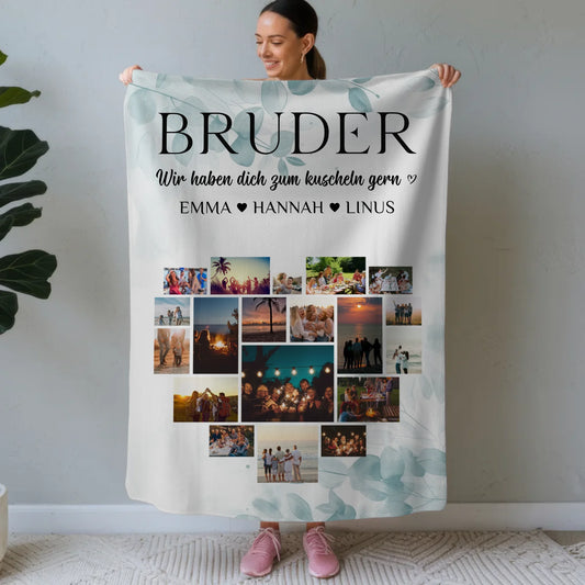 Decke Mit Foto Bruder Fotocollage Herzfoto Personalisiert