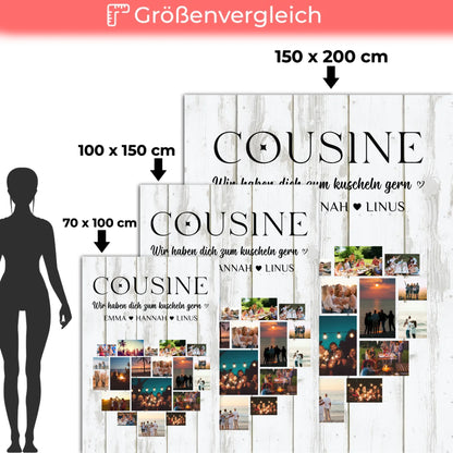 Personalisierte Kuscheldecke Cousine Fotocollage Herzfoto