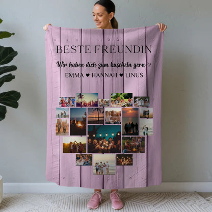 Beste Freundin Personalisierte Decke Herzfoto Fotocollage