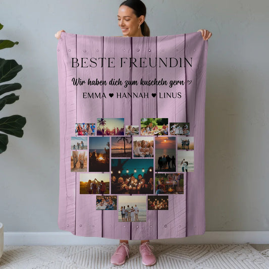 Beste Freundin Personalisierte Decke Herzfoto Fotocollage