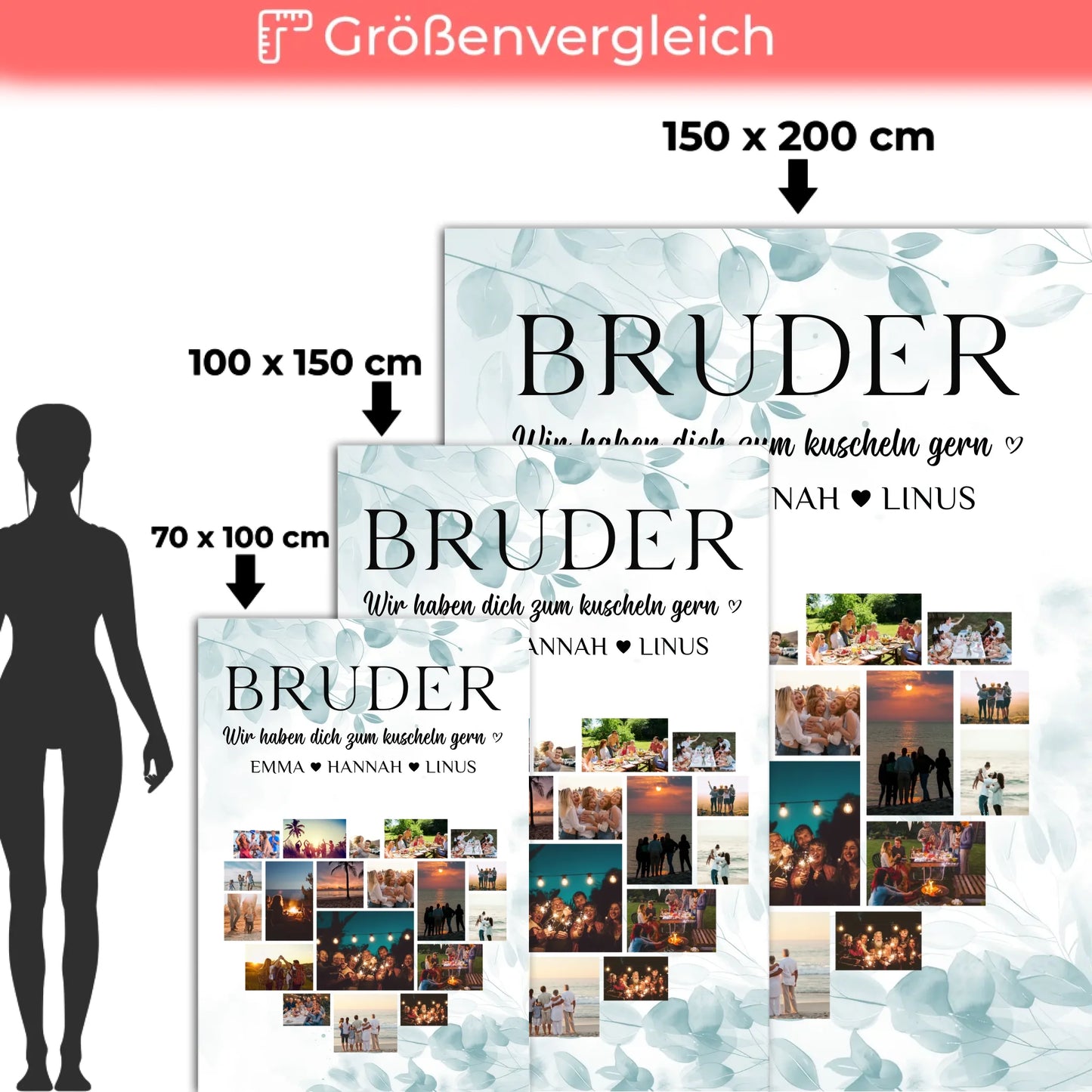 Decke Mit Foto Bruder Fotocollage Herzfoto Personalisiert