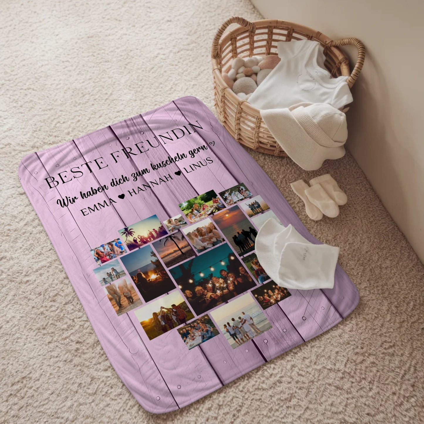Beste Freundin Personalisierte Decke Herzfoto Fotocollage