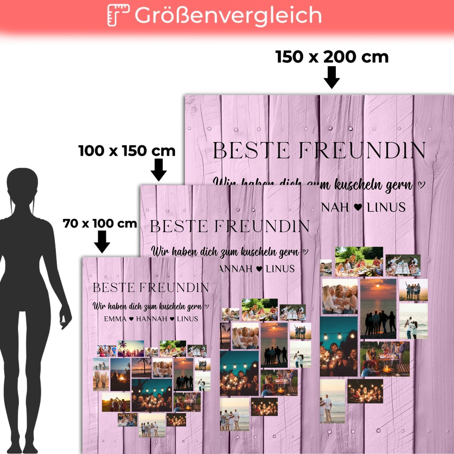 Beste Freundin Personalisierte Decke Herzfoto Fotocollage