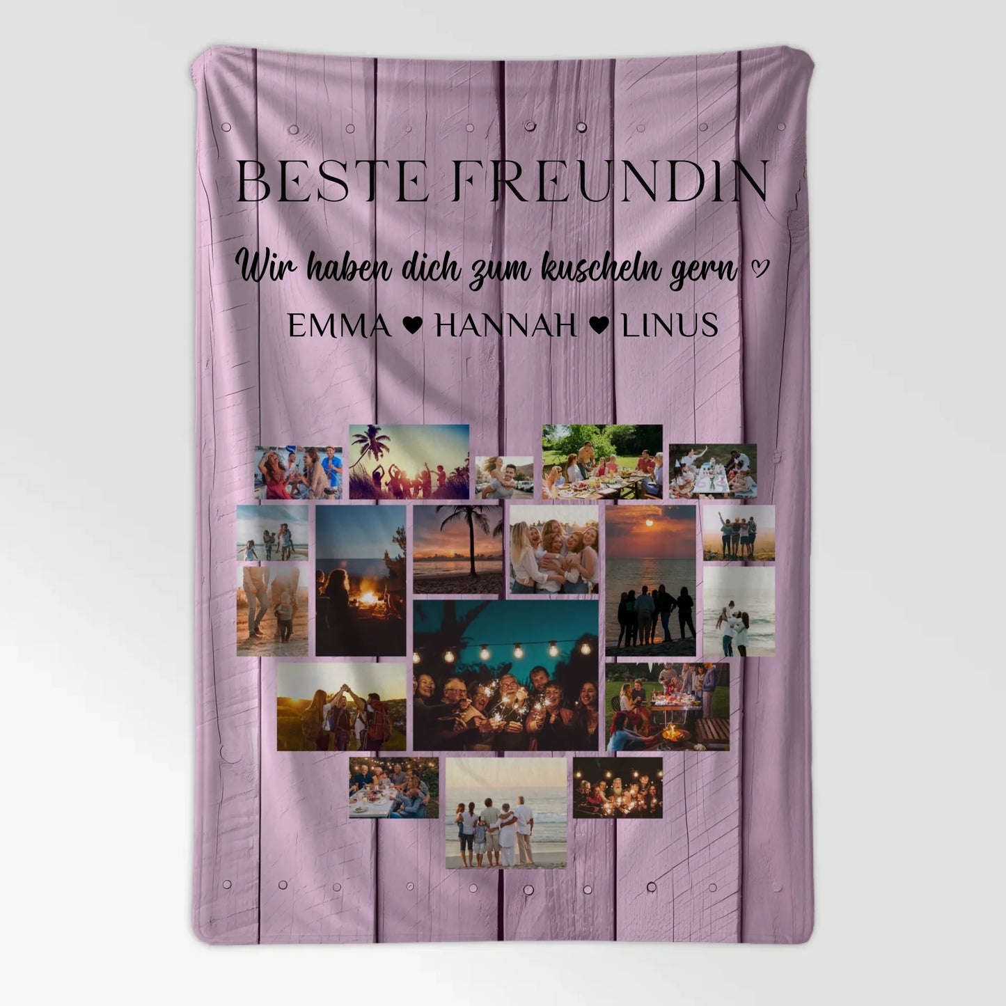 Beste Freundin Personalisierte Decke Herzfoto Fotocollage