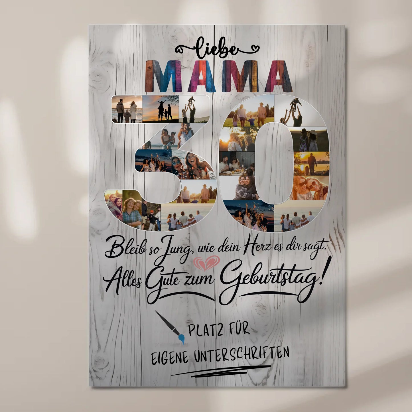 Magnet Wandbild mit Unterschriften Mama 30 Geburtstag Fotos