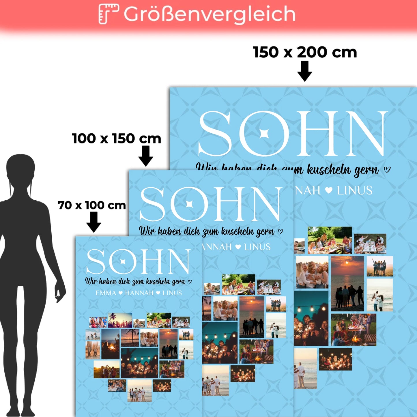 Foto Auf Decke Personalisiert Sohn Fotocollage Zum Kuscheln gern