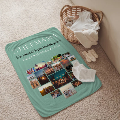 Personalisierte Kuscheldecke Stiefmama Fotocollage Zum Kuscheln gern