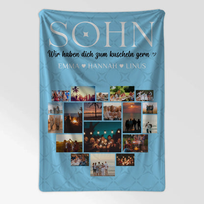Foto Auf Decke Personalisiert Sohn Fotocollage Zum Kuscheln gern