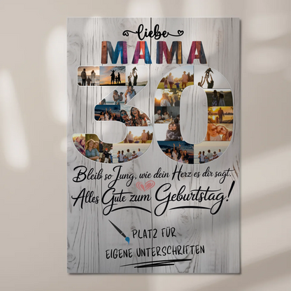 Magnet Wandbild mit Unterschriften Mama 30 Geburtstag Fotos