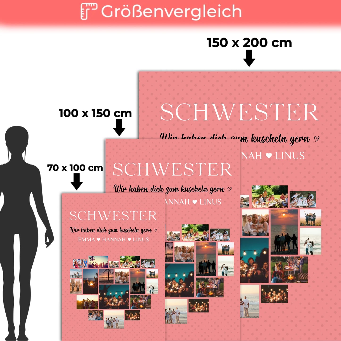 Personalisierte Kuscheldecke Schwester Fotocollage Zum Kuscheln gern