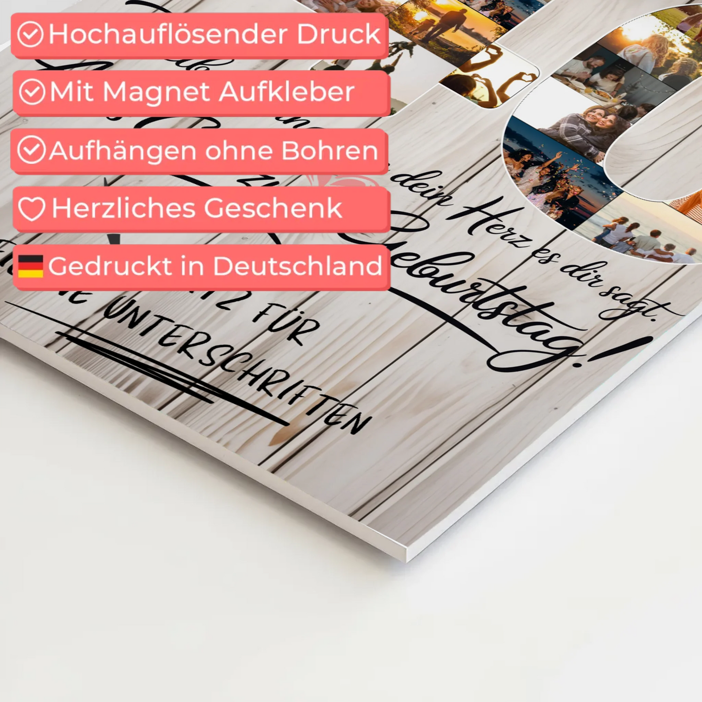 Magnetisches Fotoboard Poster mit Wunschtext Mama 40 Geburtstag