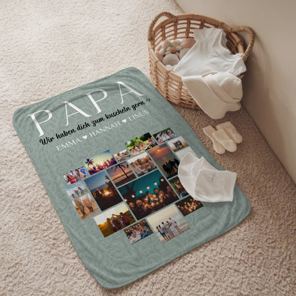 Decke Personalisiert Papa Fotocollage Zum kuscheln gern