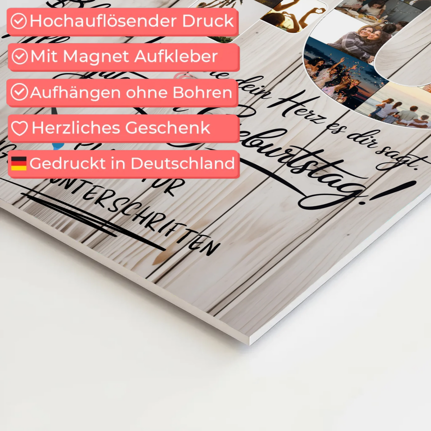 Magnetisches Fotoboard Poster mit Wunschtext Mama 40 Geburtstag