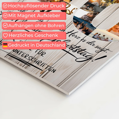 Magnetisches Fotoboard Poster mit Wunschtext Mama 40 Geburtstag