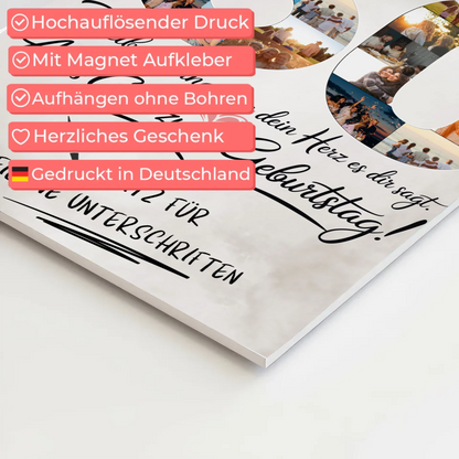 Fotoboard Magnet Poster mit Unterschriften Mama 50 Geburtstag
