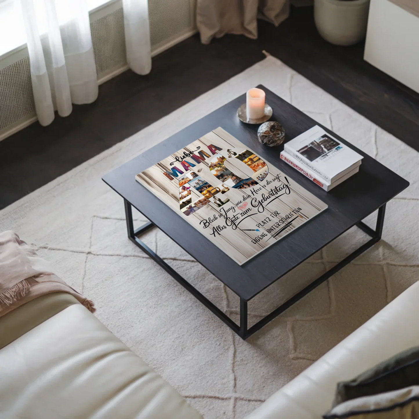 Magnetisches Fotoboard Poster mit Wunschtext Mama 40 Geburtstag