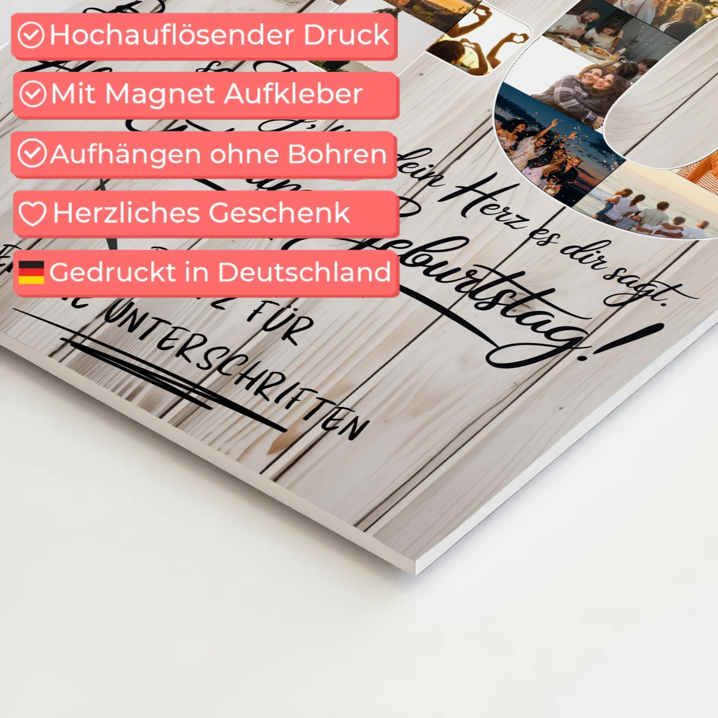 Magnetisches Fotoboard Poster mit Wunschtext Mama 40 Geburtstag