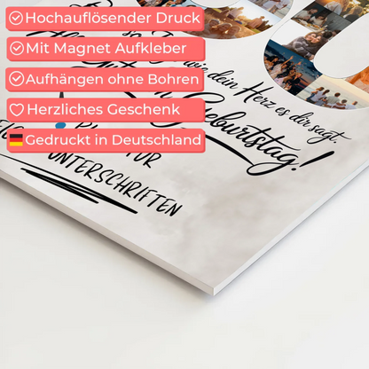 Fotoboard Magnet Poster mit Unterschriften Mama 50 Geburtstag