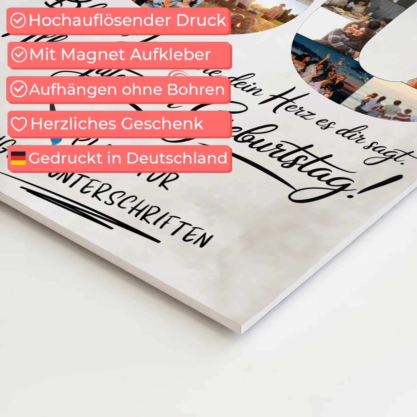 Fotoboard Magnet Poster mit Unterschriften Mama 50 Geburtstag