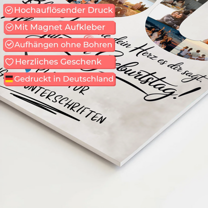 Fotoboard Magnet Poster mit Unterschriften Mama 50 Geburtstag
