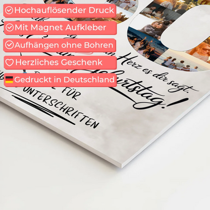 Fotoboard Magnet Poster mit Unterschriften Mama 50 Geburtstag