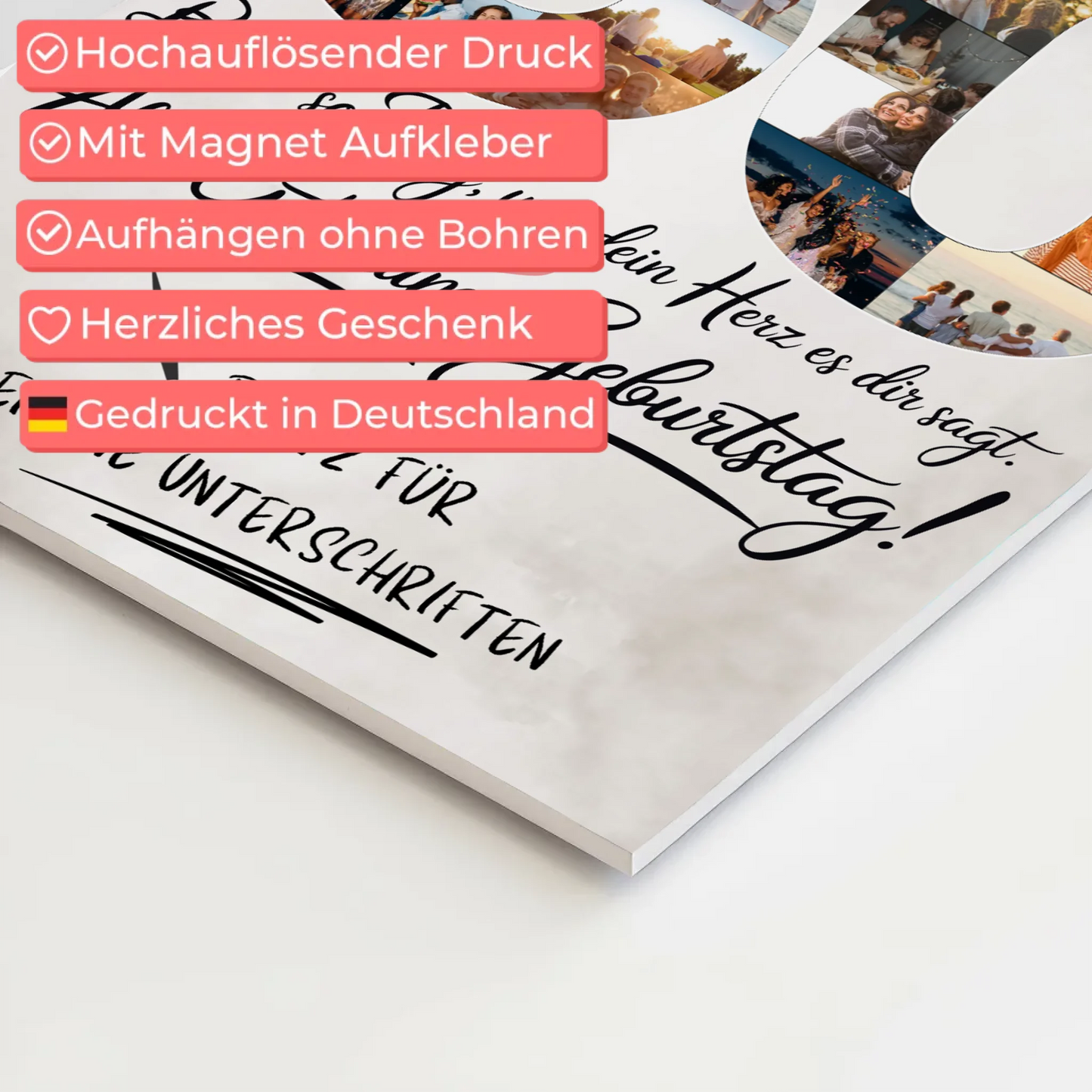 Fotoboard Magnet Poster mit Unterschriften Mama 50 Geburtstag