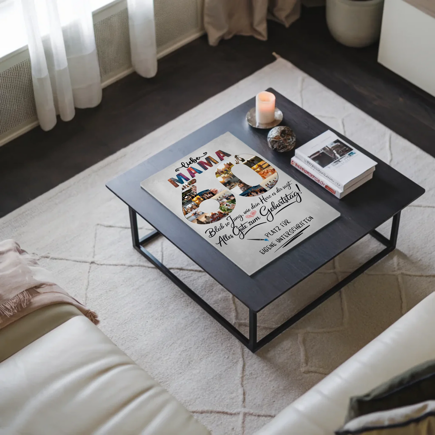 Fotoboard Poster magnetisch mit Wunschtext Mama 60 Geburtstag