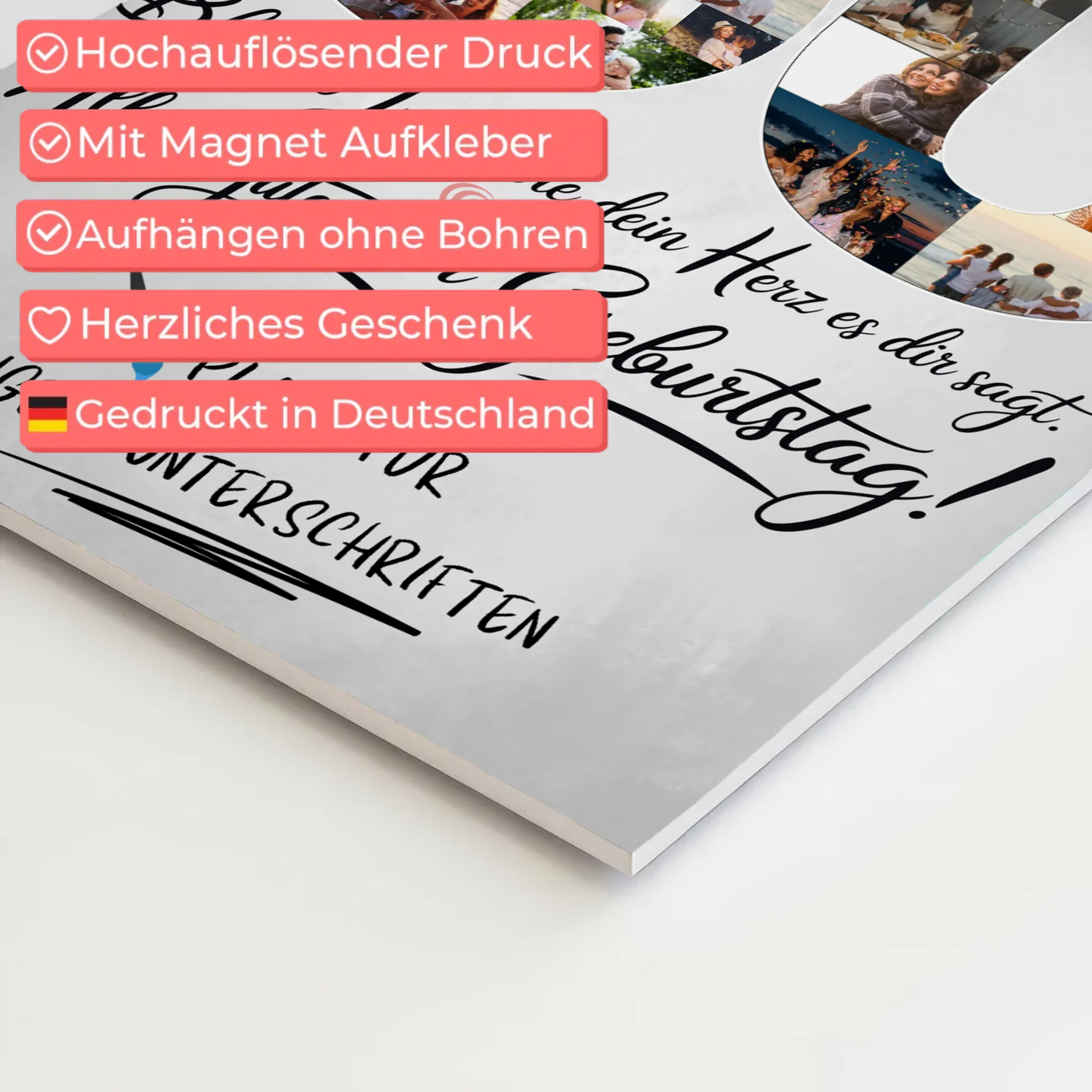 Fotoboard Poster magnetisch mit Wunschtext Mama 60 Geburtstag