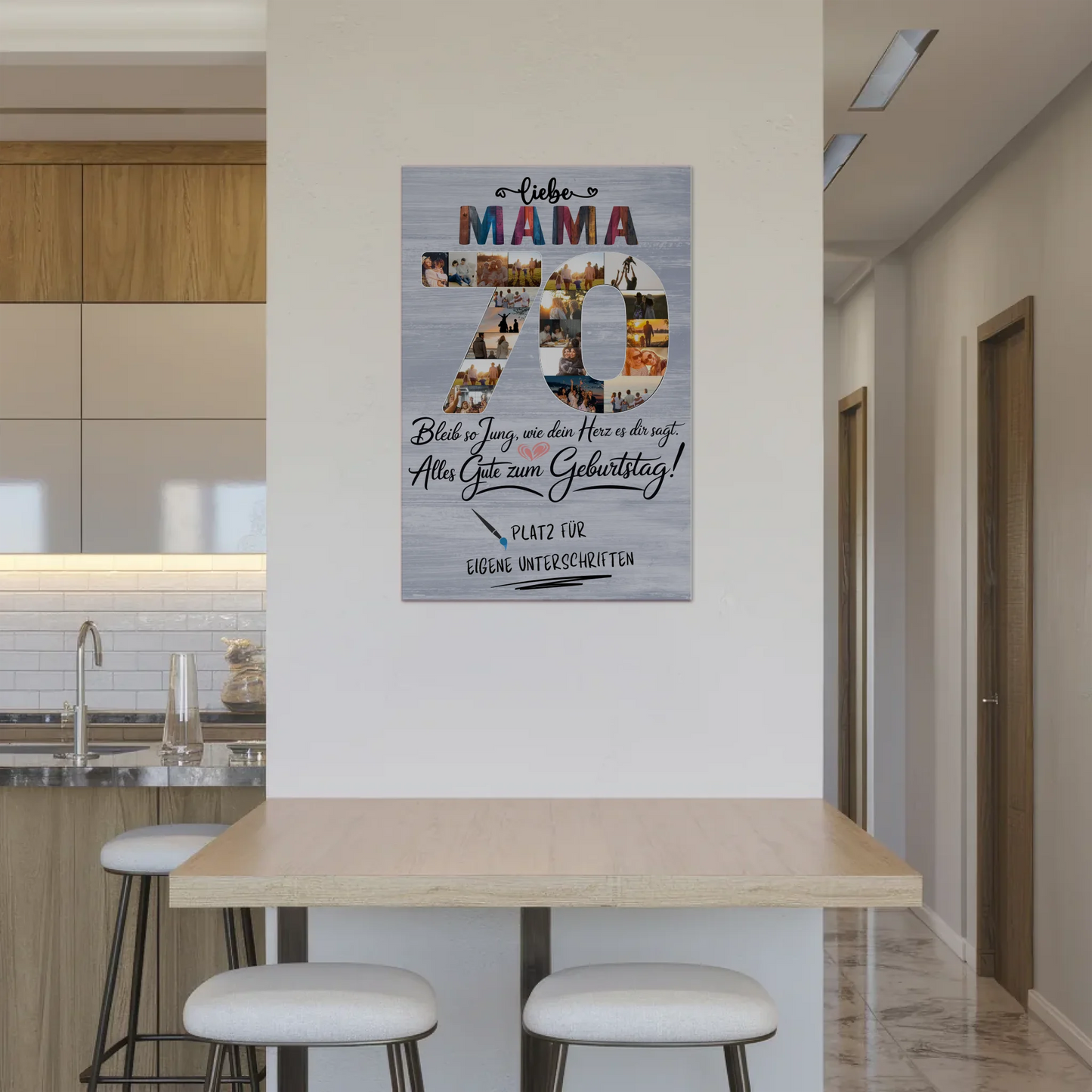 Magnetisches Fotoboard mit Unterschriften Mama 70 Geburtstag
