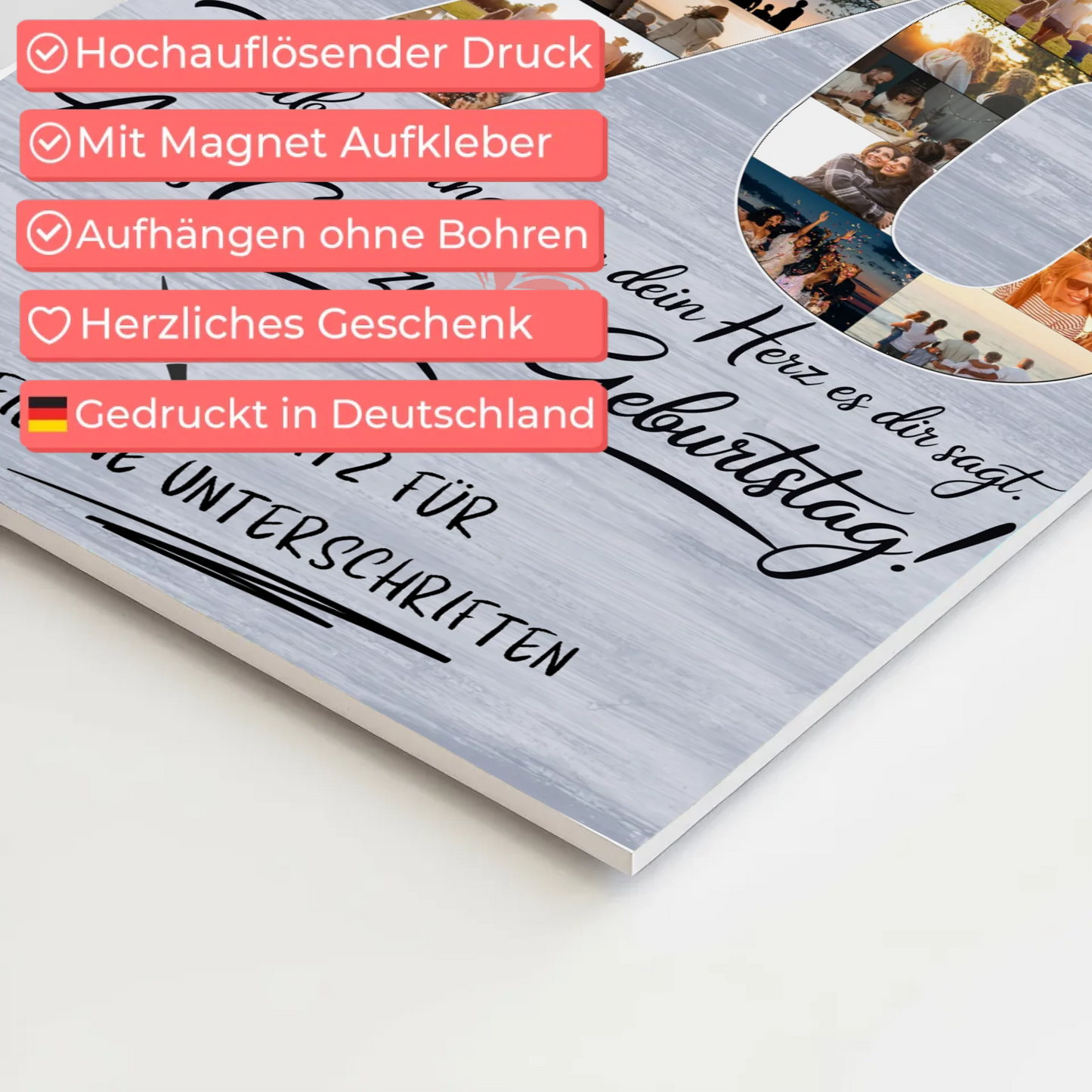 Magnetisches Fotoboard mit Unterschriften Mama 70 Geburtstag