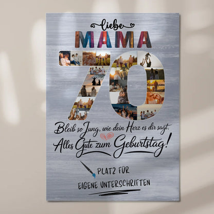Magnetisches Fotoboard mit Unterschriften Mama 70 Geburtstag