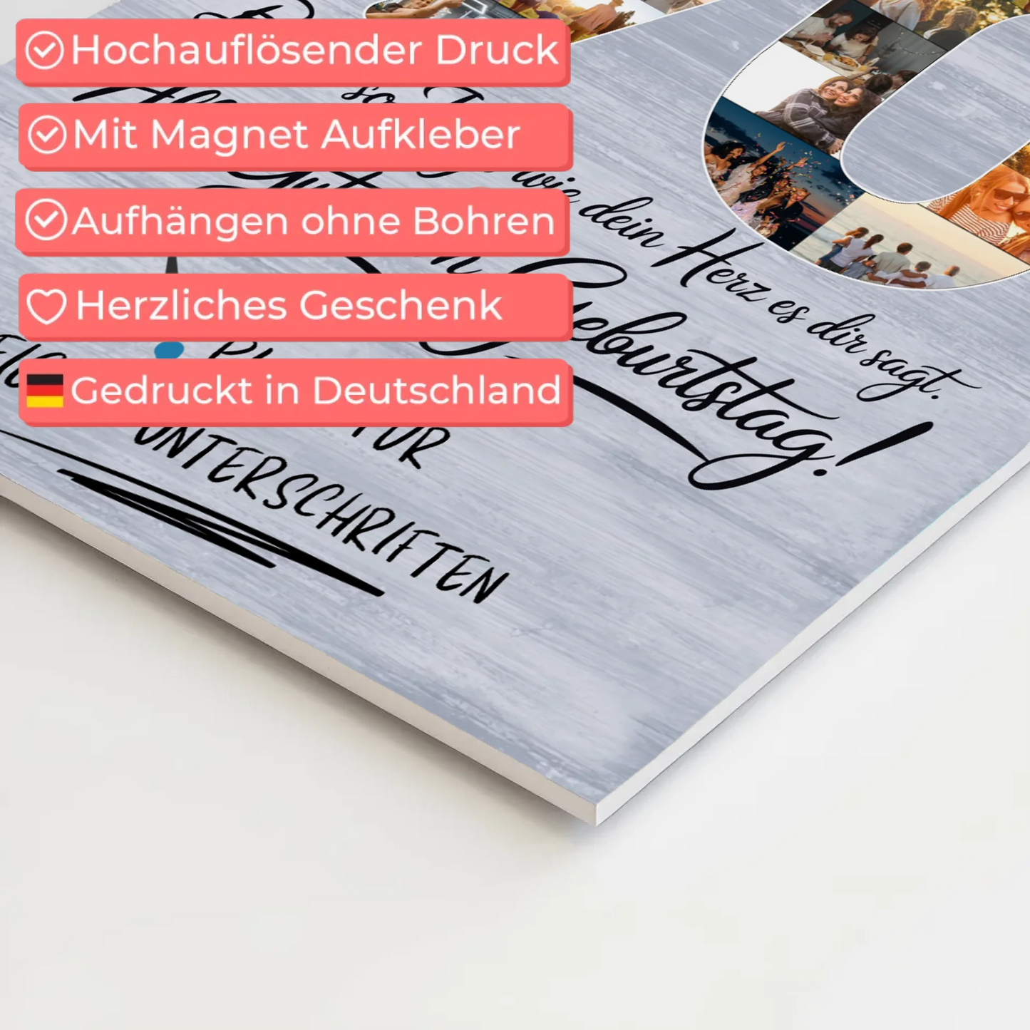 Magnetisches Fotoboard mit Unterschriften Mama 70 Geburtstag