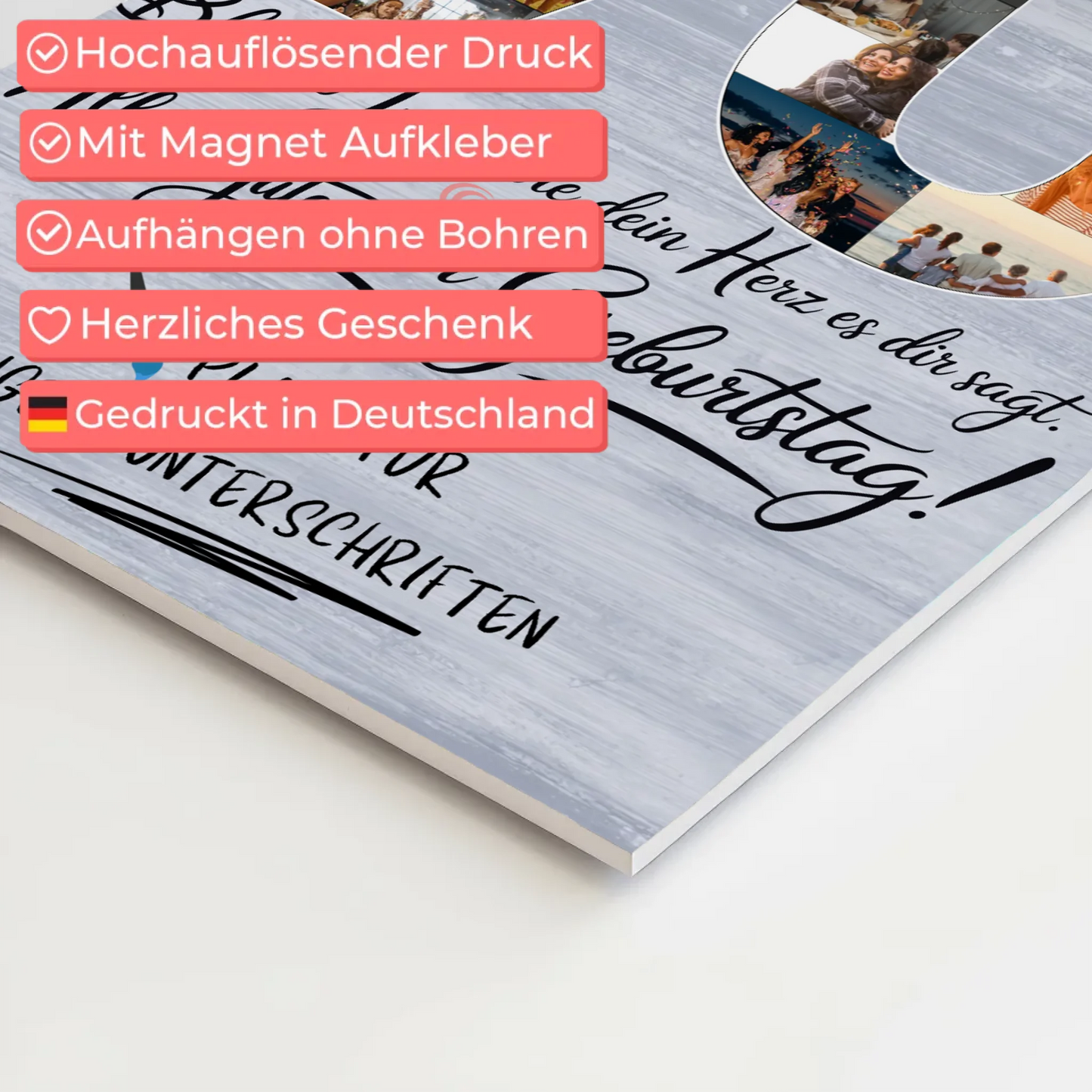 Magnetisches Fotoboard mit Unterschriften Mama 70 Geburtstag