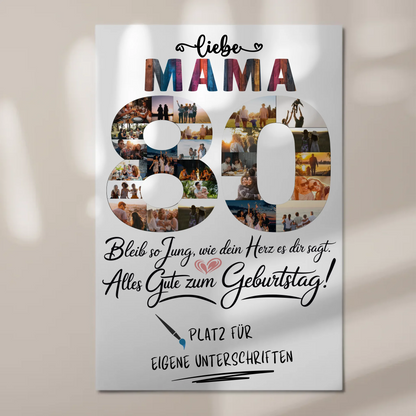 Magnet Poster mit Wunschtext Mama 80 Geburtstag Fotos
