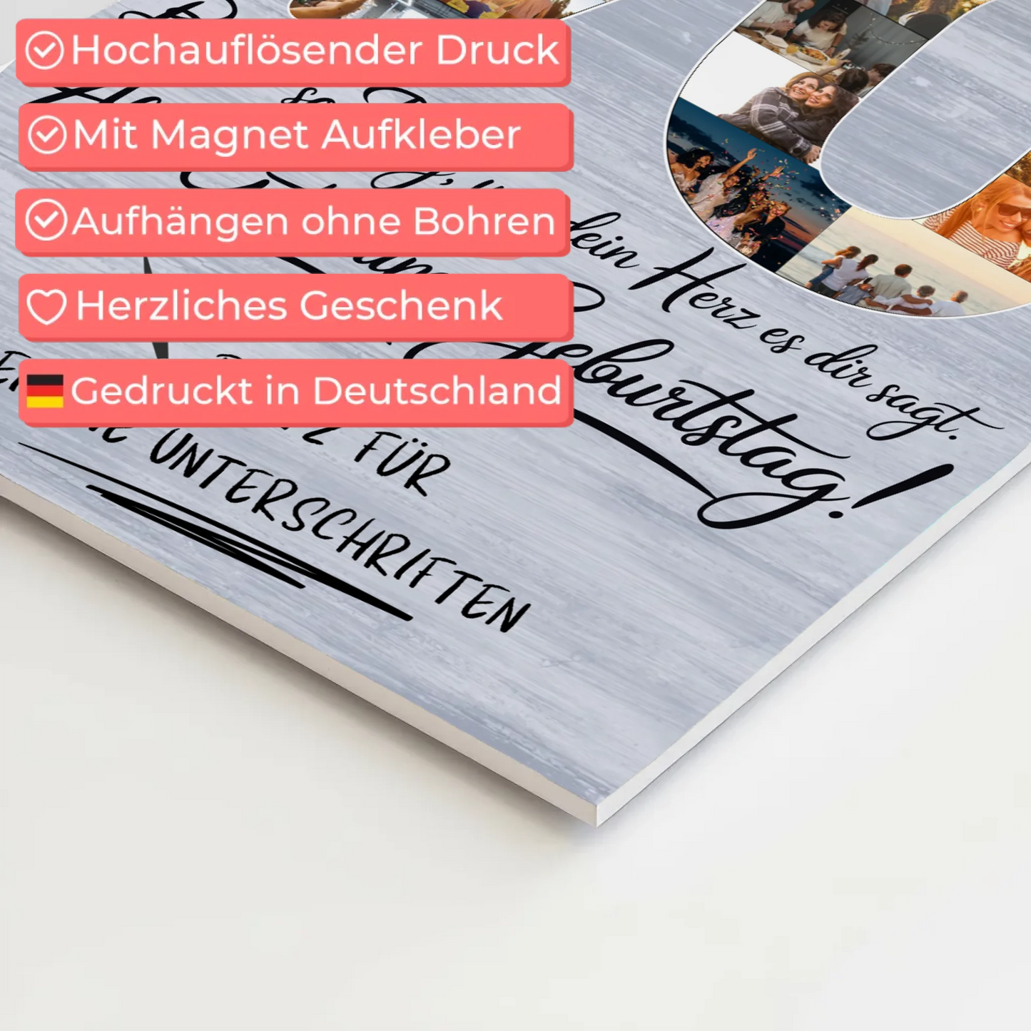 Magnetisches Fotoboard mit Unterschriften Mama 70 Geburtstag