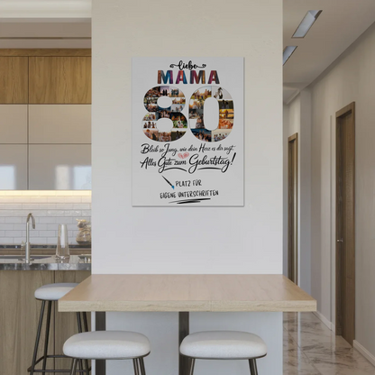Magnet Poster mit Wunschtext Mama 80 Geburtstag Fotos