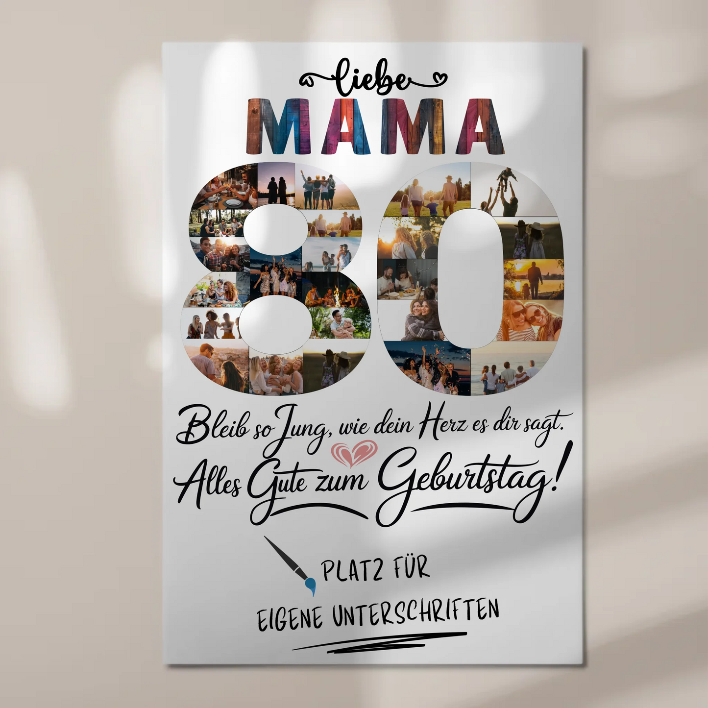 Magnet Poster mit Wunschtext Mama 80 Geburtstag Fotos