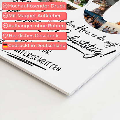 Magnet Poster mit Wunschtext Mama 80 Geburtstag Fotos