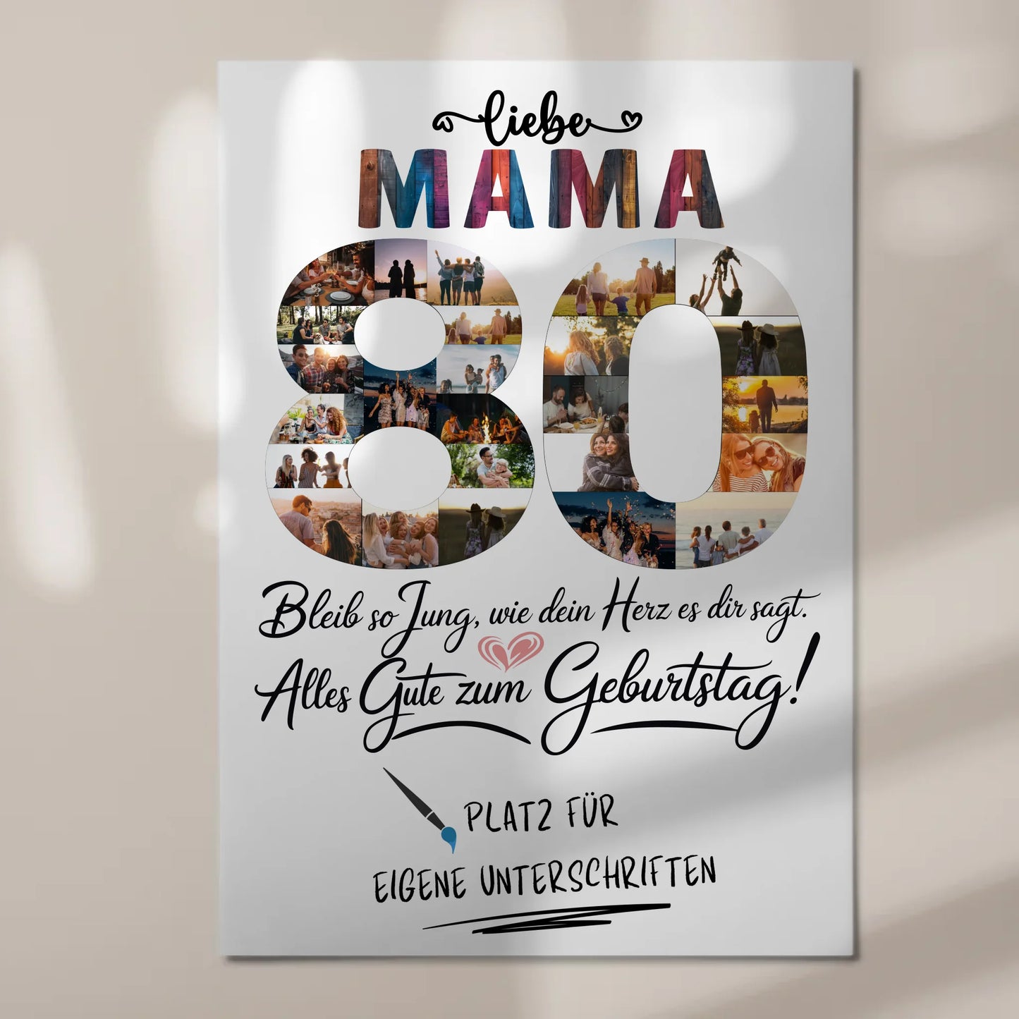Magnet Poster mit Wunschtext Mama 80 Geburtstag Fotos