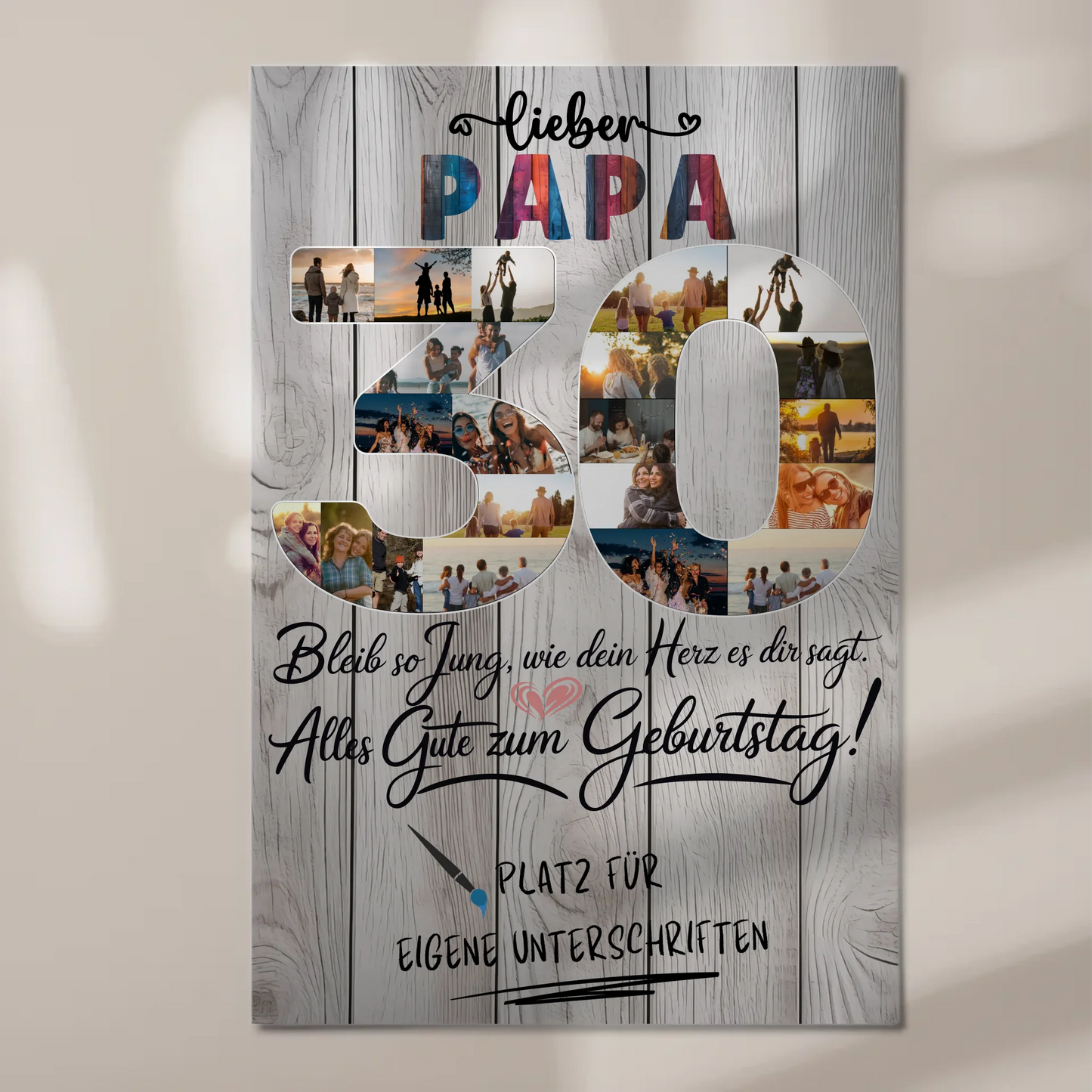 Magnet Wandbild mit Unterschriften Papa 30 Geburtstag Fotos