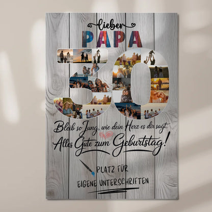 Magnet Wandbild mit Unterschriften Papa 30 Geburtstag Fotos