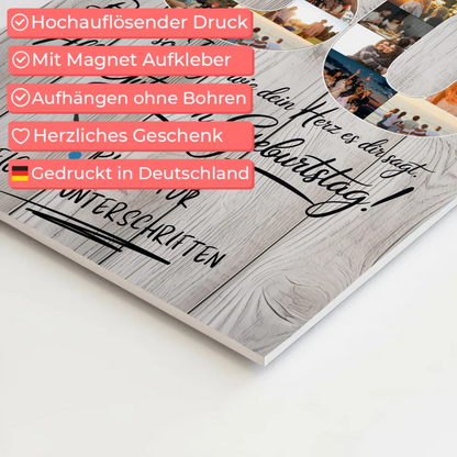Magnet Wandbild mit Unterschriften Papa 30 Geburtstag Fotos
